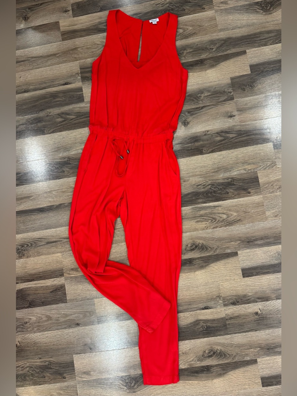 Splendid Bright Red Sleeveless Drawstring Jumpsuit